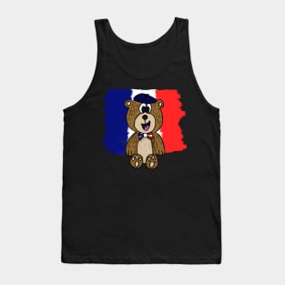 Bastille Day 14 July French Bear Tricolore Funny Tank Top